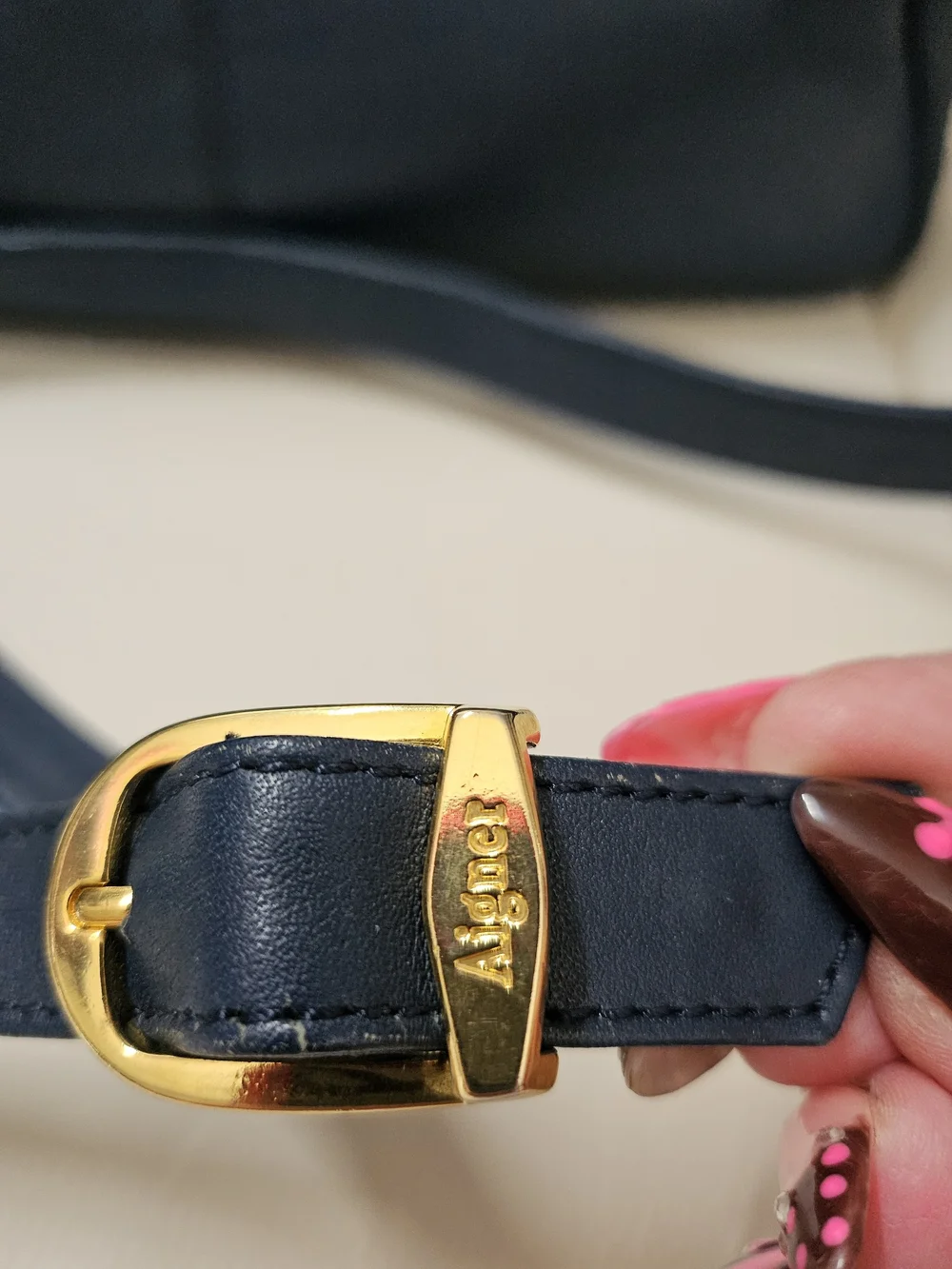 Etienne Aigner Navy Leather Crossbody with Gold Hardware